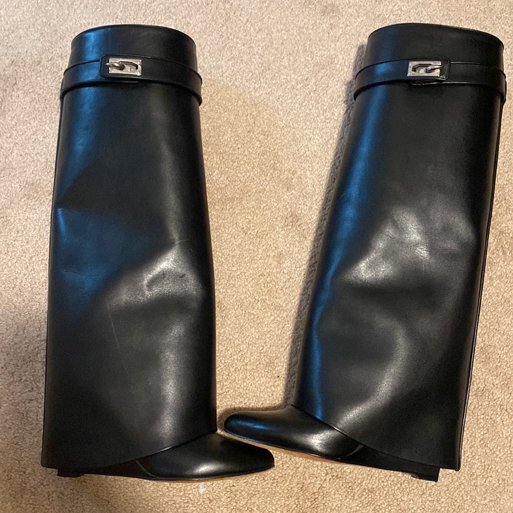 GIVENCHY shark leather riding boots